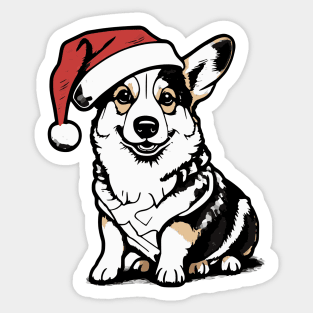 Christmas Dog with Santa Hat Sticker